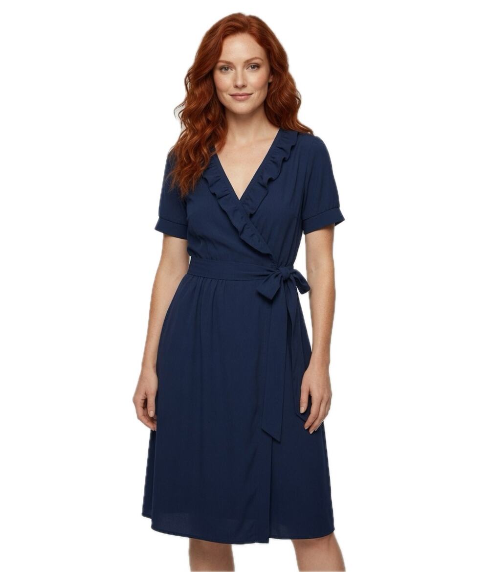 Shabby Apple Blue Ruffle Wrap Maxi Dress Medium